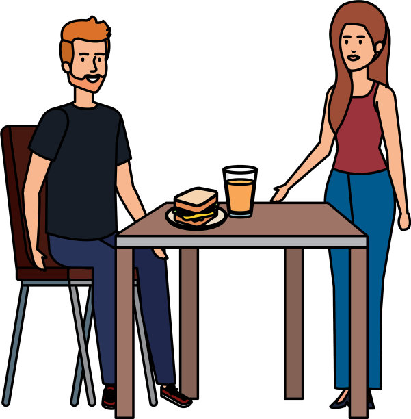 年轻夫妇在餐桌上吃饭图片下载