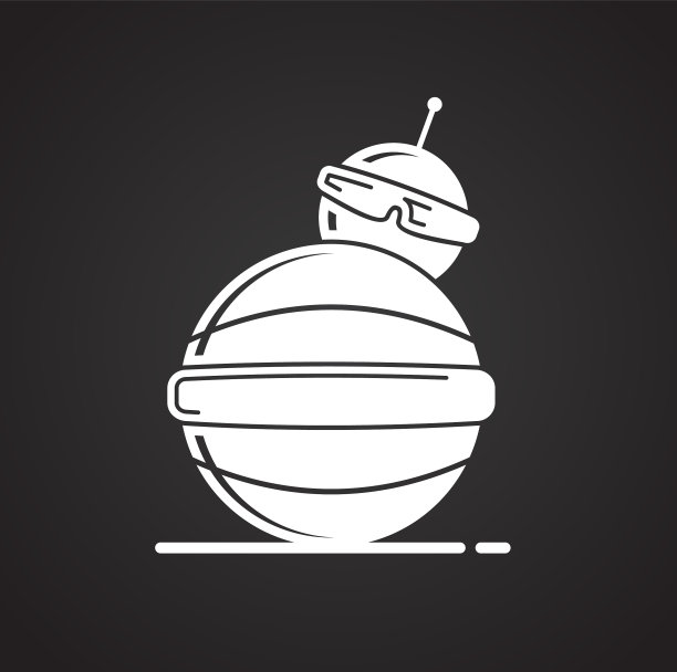 机器人宠物图标在黑色背景的图形和图片下载