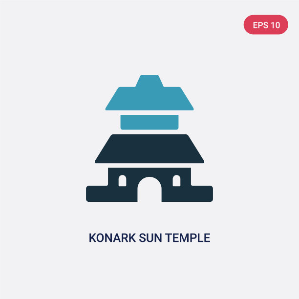 两种颜色的康奈克太阳庙从纪念碑图标图片下载