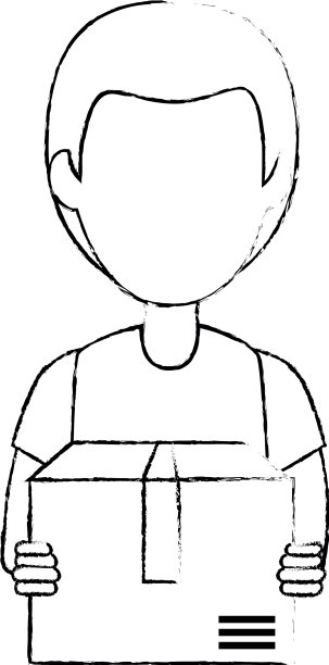 快递员与盒子化身的角色图片下载