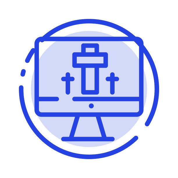 监控器屏幕复活节彩蛋蓝色虚线线图片下载