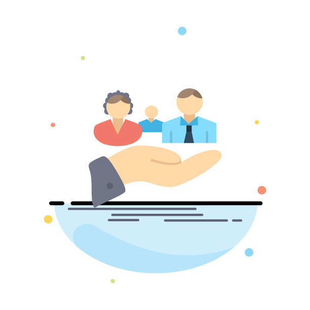 保险健康家庭生活手平彩色图标图片下载