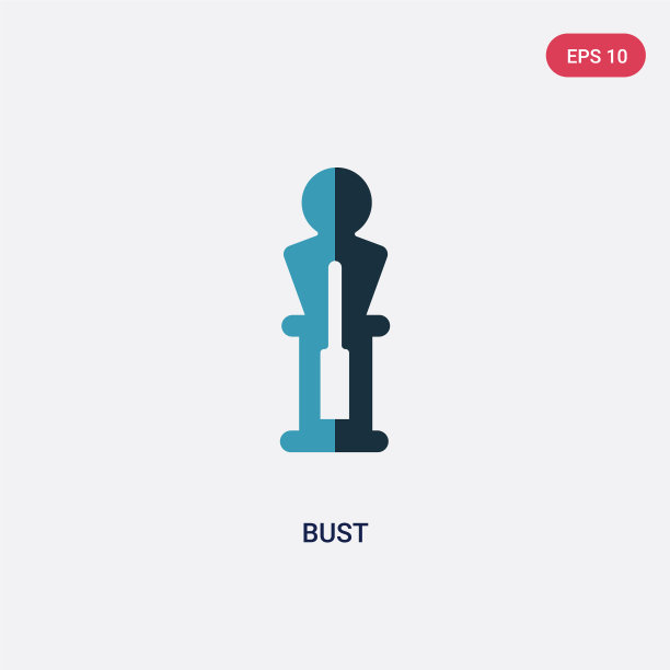 两个彩色半身像从博物馆概念孤立图片下载