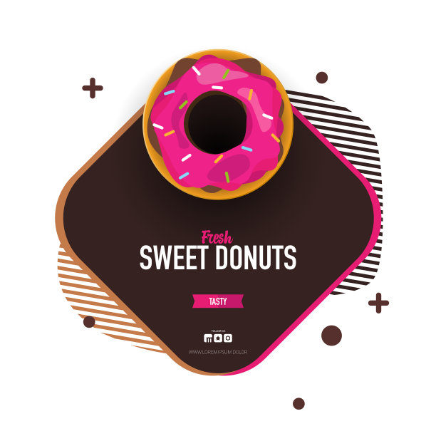 鲜亮的粉色和巧克力食品卡甜甜圈图片下载