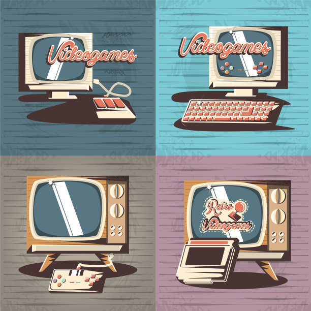 视频游戏复古集图标图片下载