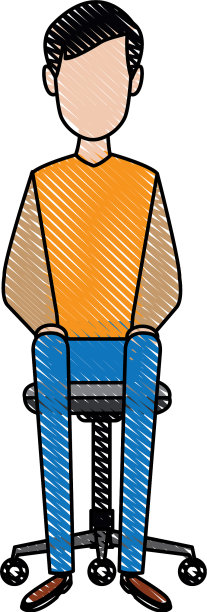 年轻人轻松地坐在办公椅上图片下载