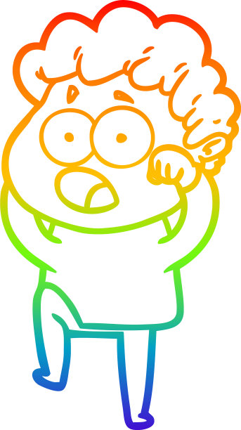 彩虹渐变线画卡通男人喘息图片下载