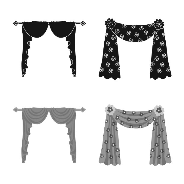 隔离对象窗帘和窗帘图标集图片下载