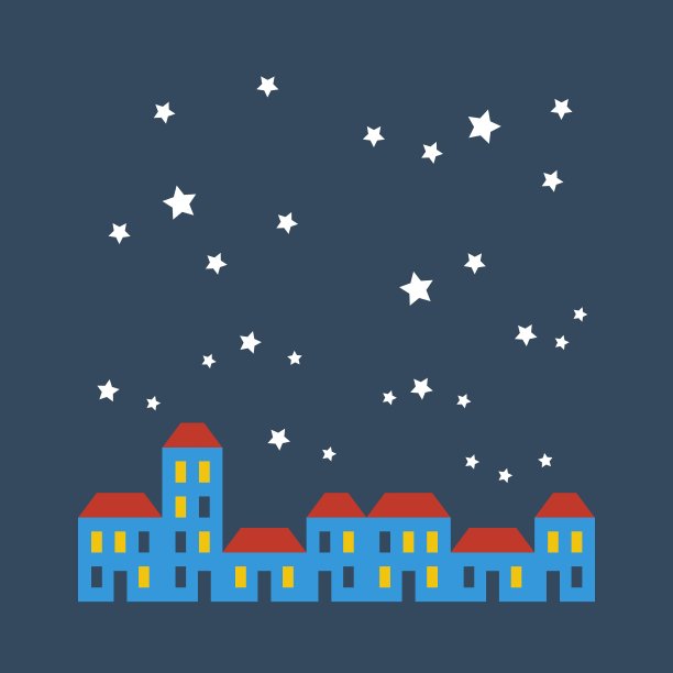 星光下的房屋街道图片下载