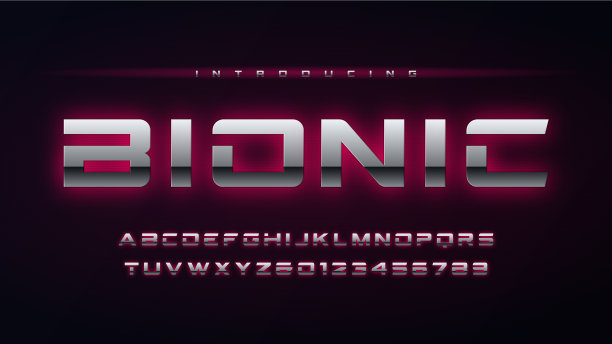 技术金属发光的英文字母和图片下载