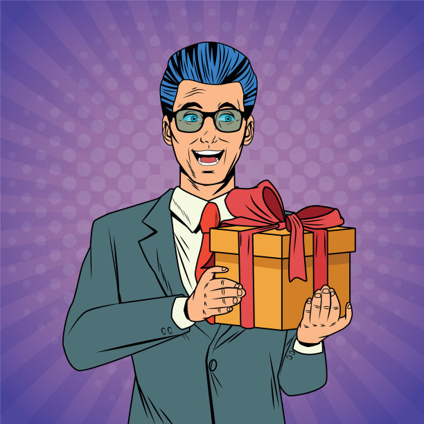 波普艺术商人与礼品卡通图片下载