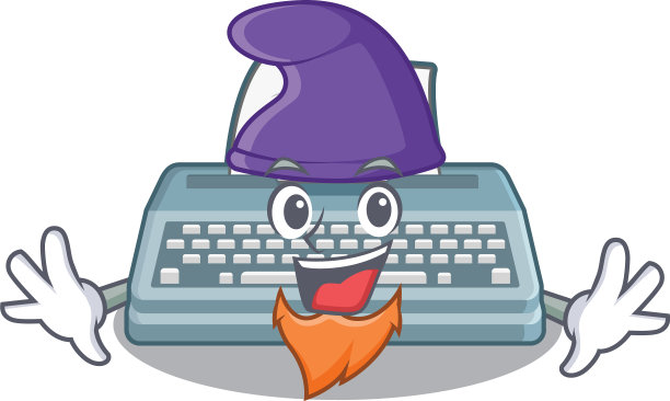 精灵打字机玩具在人物木桌上图片下载