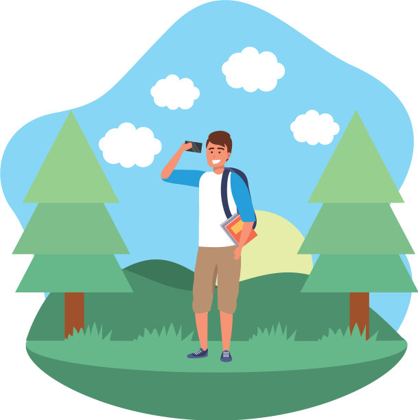 千禧学生在户外使用智能手机图片下载