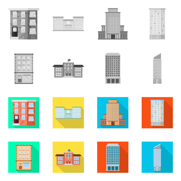 孤立对象的城市和中心图标图片下载