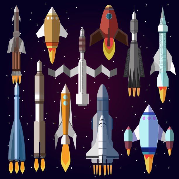 宇宙火箭图标集图片下载