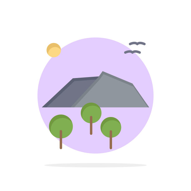 山水山树鸟抽象圈图片下载