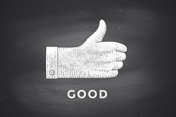 在雕刻中画拇指向上的手势图片下载