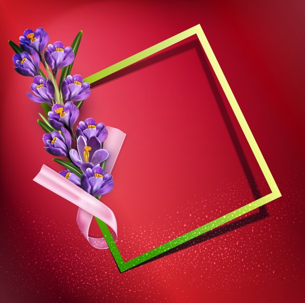 蓝色藏红花贺卡图片下载