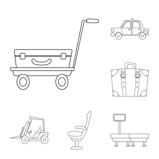 机场和飞机图标的孤立对象图片下载