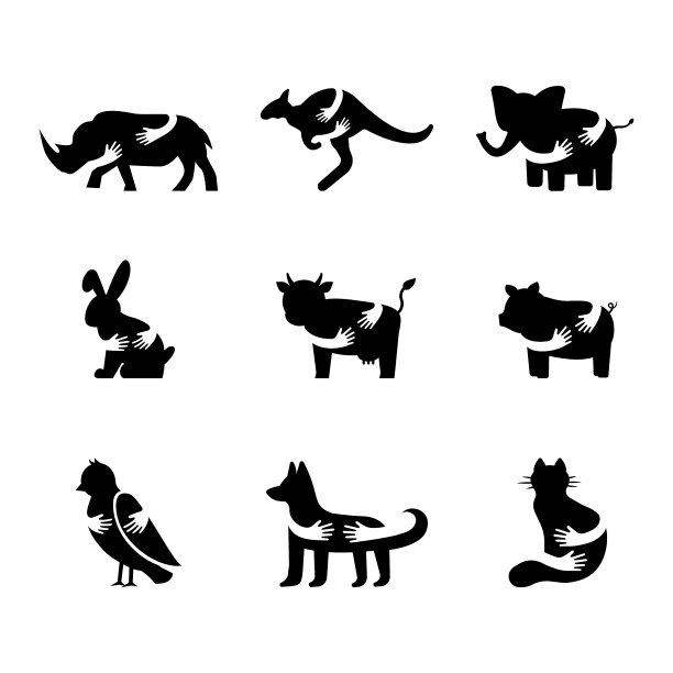 各种动物负空间图标设置非洲图片下载