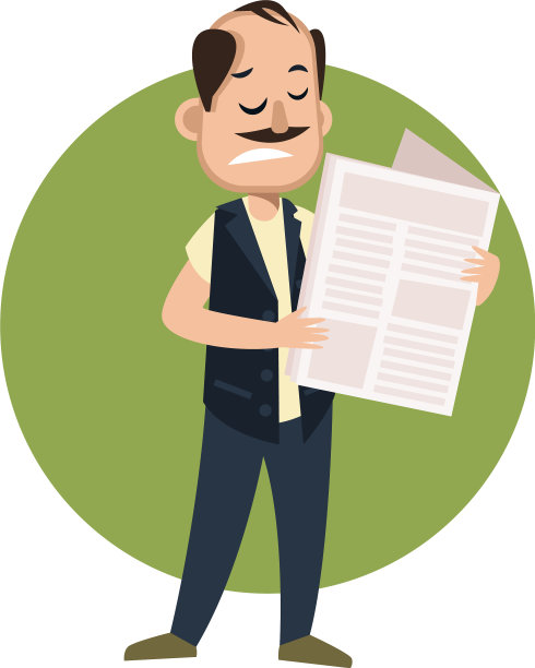 在白色背景上看报纸的人图片下载