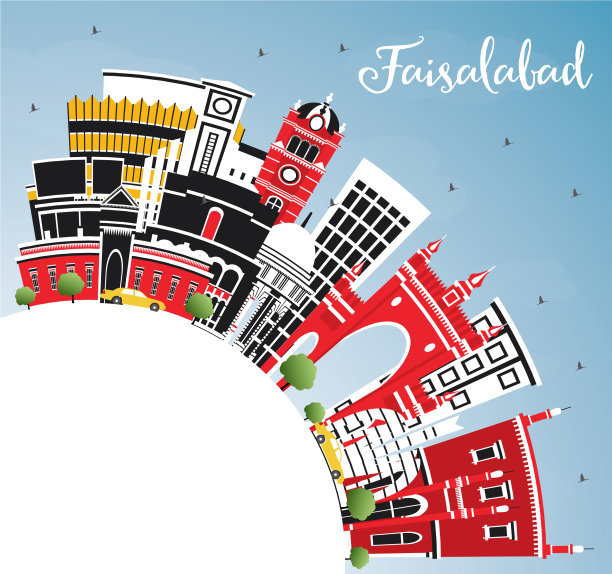 巴基斯坦费萨拉巴德市的天际线是灰色的图片下载