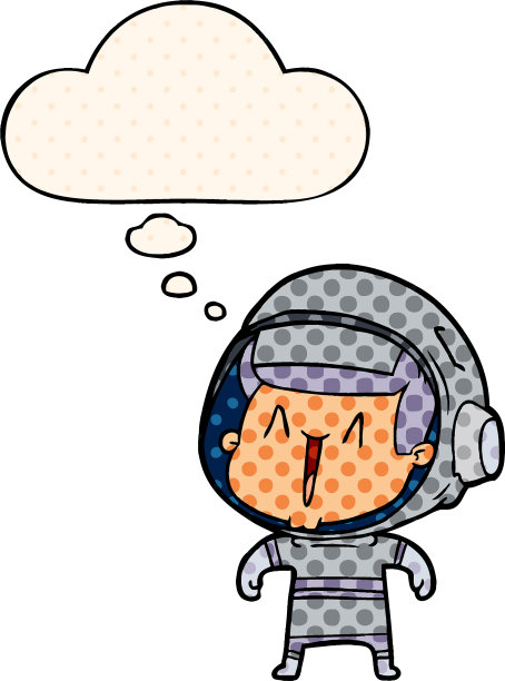卡通宇航员和思想泡泡在漫画中图片下载