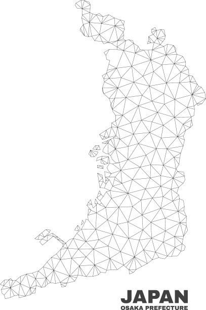 多边形网格大阪府地图图片下载