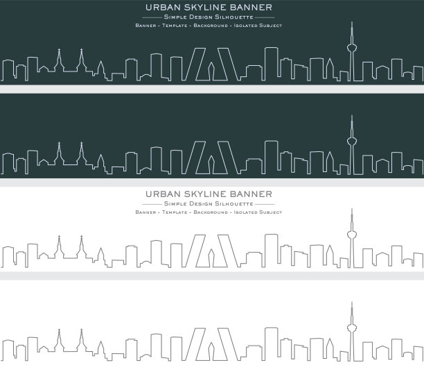 马德里单线天际线旗帜图片下载