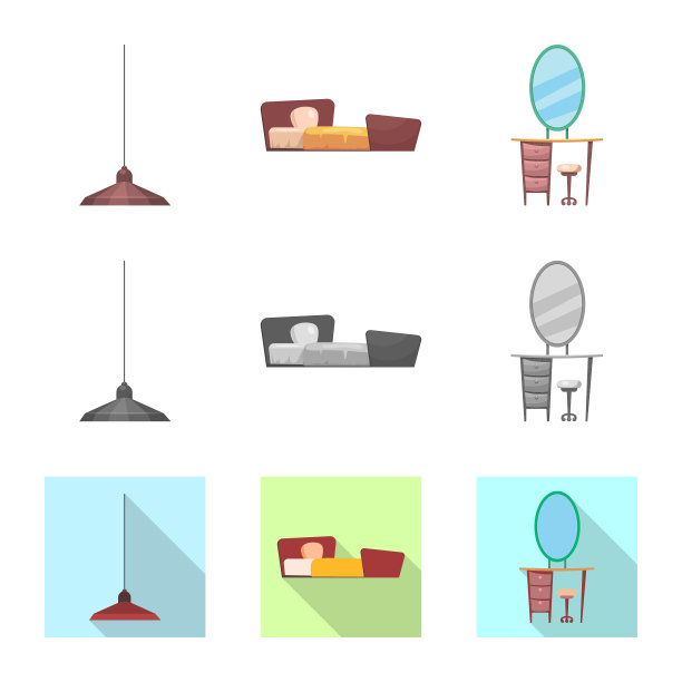 家具和公寓标识的孤立对象图片下载
