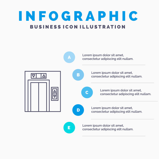 电梯建筑施工线图标有5个步骤图片下载