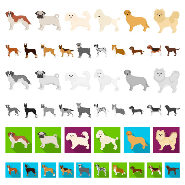 狗品种卡通图标集合图片下载