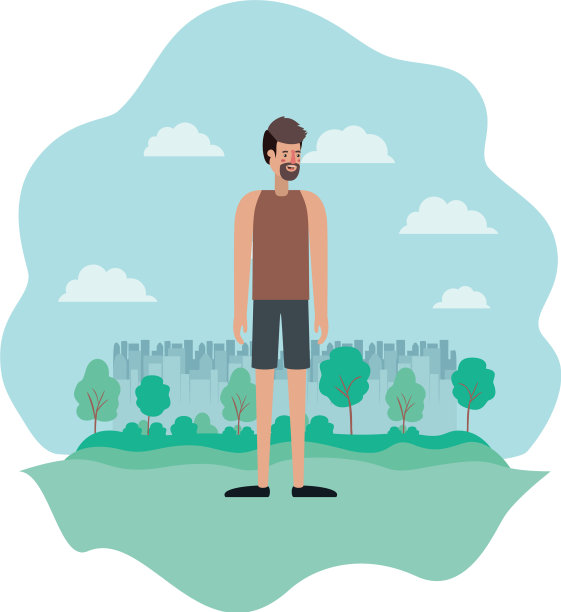 有胡子的年轻人的营地头像图片下载