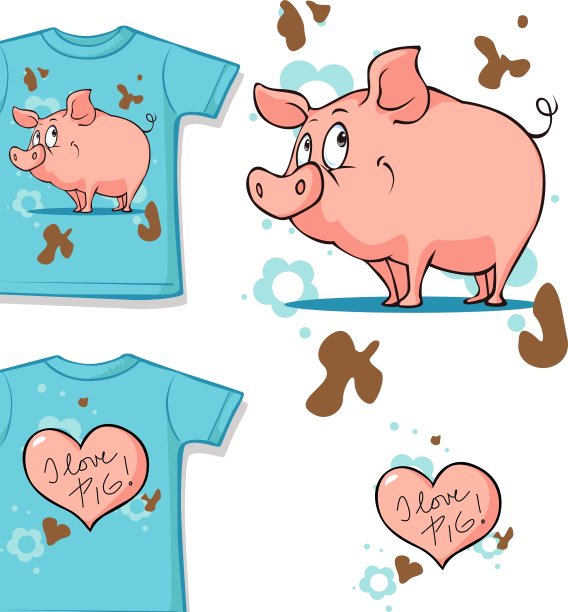 可爱的小兔子和心形衬衫图片下载