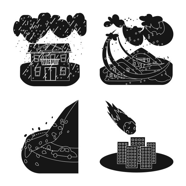 孤立物体灾难和崩溃符号集图片下载