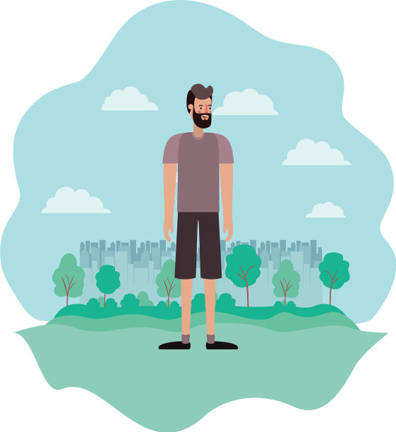 有胡子的年轻人的营地头像图片下载