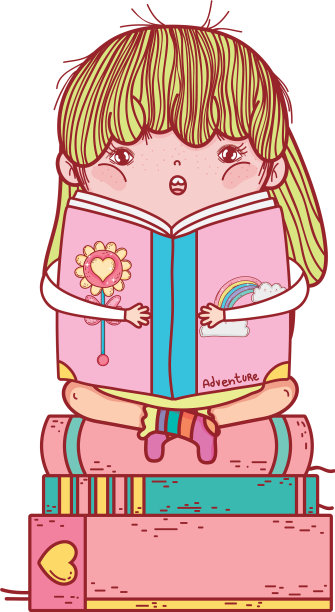 快乐的小女孩读书图片下载
