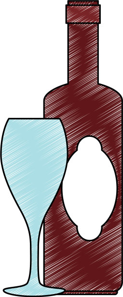 酒瓶轮廓与杯子图片下载
