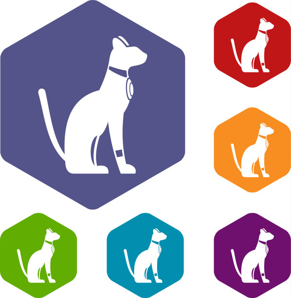 埃及猫图标设置六边形图片下载