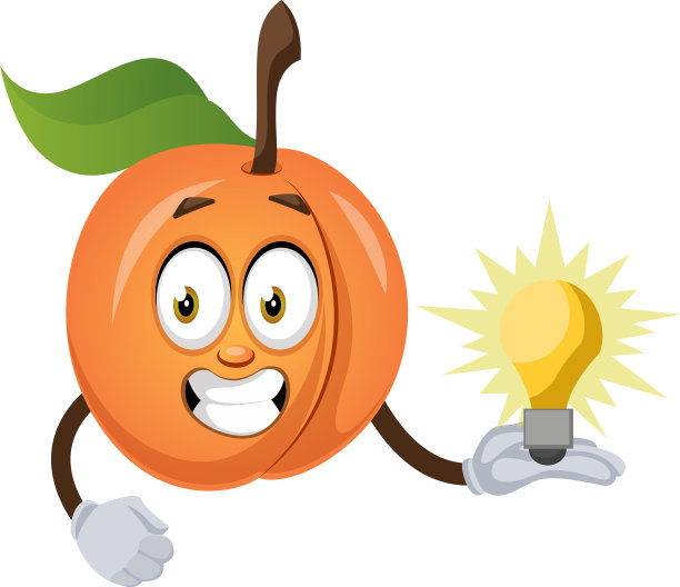 白色背景上有灯泡的杏子图片下载