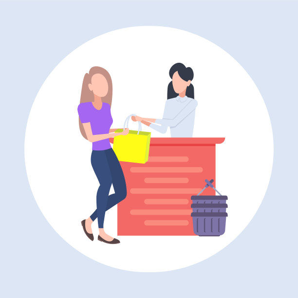 在收银台购买新手提包的女顾客图片下载