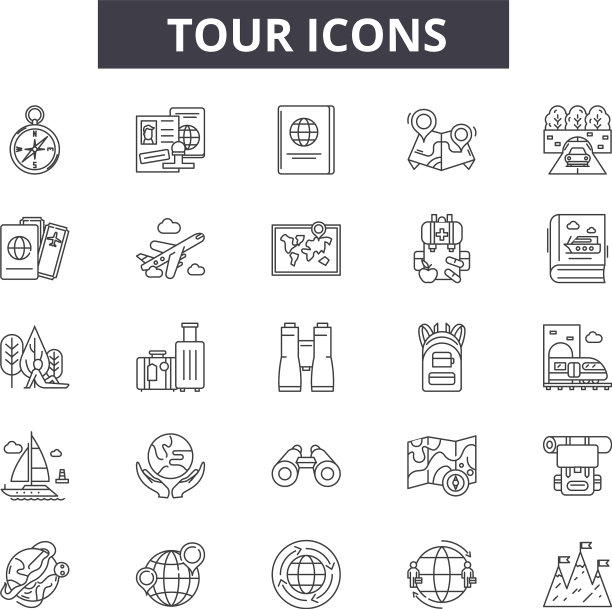旅游线路图标为网页和移动设计图片下载
