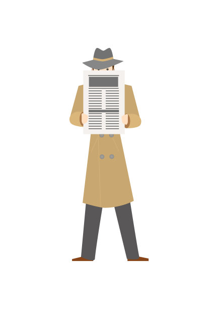 卡通人物私家侦探与报纸图片下载