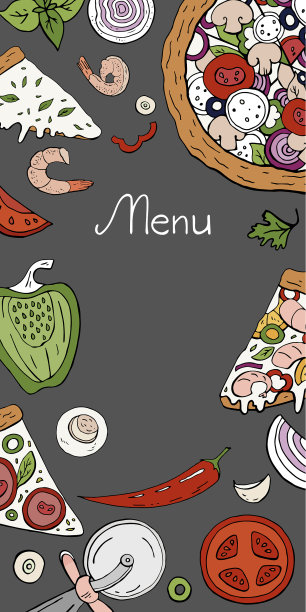 垂直菜单披萨横幅颜色为灰色图片下载