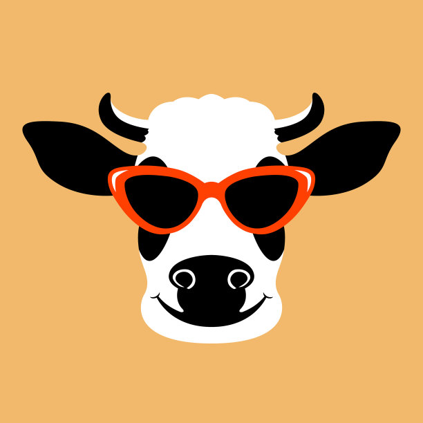 戴眼镜的奶牛脸是平的图片下载