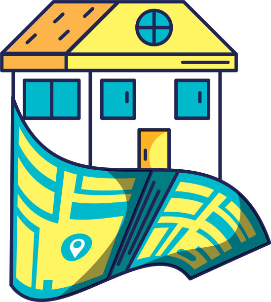 房屋正面带有地图指南图片下载