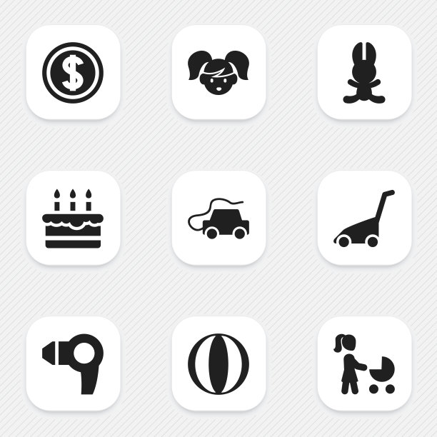 一组9可编辑的家庭图标包括符号图片下载