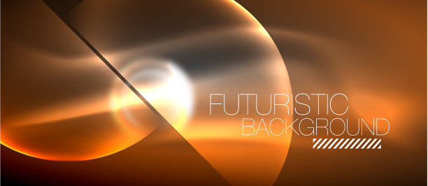 模糊的霓虹灯发光的圆形形状抽象图片下载