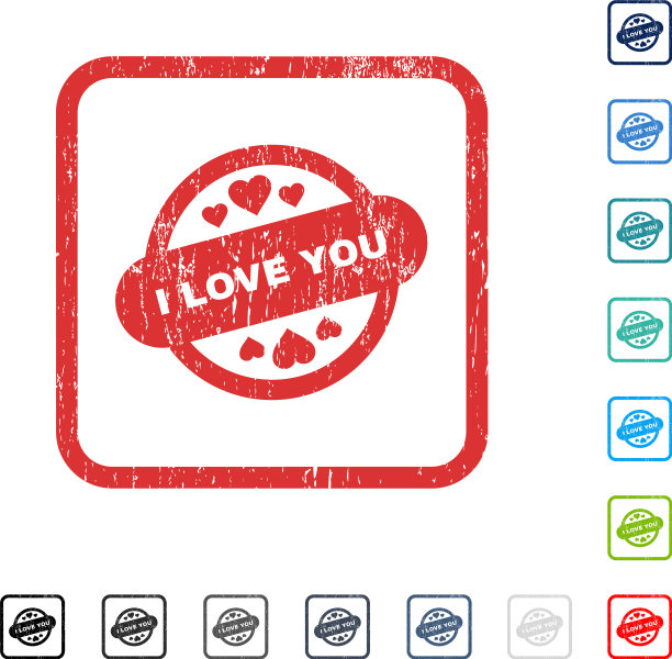 我爱你印章印章图标橡胶水印图片下载