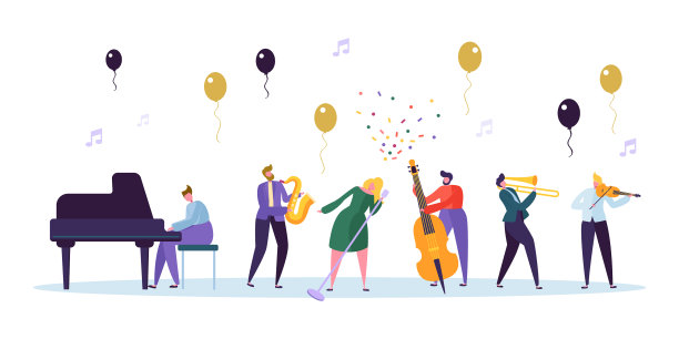 女歌手和爵士乐队音乐会音乐家图片下载